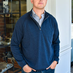 PETER MILLAR Grant Birdseye Quarter-Zip in Navy