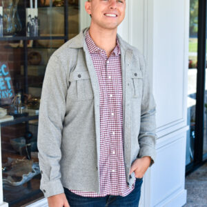 JOHNNIE-O Carl Stretch Flannel Lodge Shirt in Light Gray