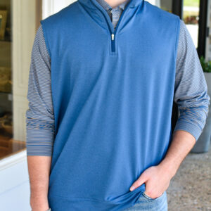 PETER MILLAR Galway Melange Performance Quarter-Zip Vest in Blue Haze