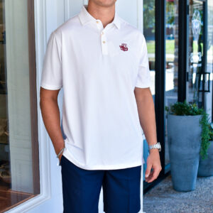 PETER MILLAR OU SEC Schooner Solid Performance Jersey Polo in White