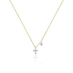 MEIRA T Diamond Cross And Charm Necklace in Yellow Gold