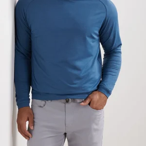 PETER MILLAR Pine Sugar Stripe Performance Hoodie in Blue Haze