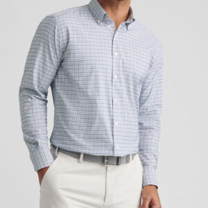 PETER MILLAR Leavenworth Performance Twill Sport Shirt in Blue Haze