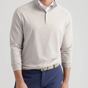 PETER MILLAR Stealth Performance Quarter-Zip in Oatmeal