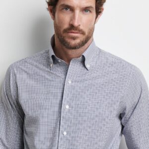 PETER MILLAR Porter Performance Poplin Sport Shirt in Nebula Blue