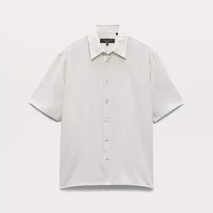 rag & bone Dalton S/S Dobby Shirt in Light Grey