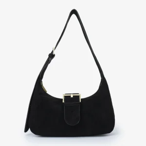 REMI & REID Sana Faux Suede Shoulder Bag in Black