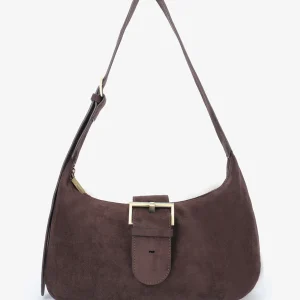 REMI & REID Sana Faux Suede Shoulder Bag in Chocolate