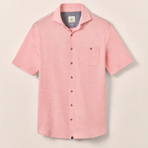 JOHNNIE-O Tasca Short-Sleeve Knit Pique Button-Down Shirt in Conch