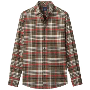 JOHNNIE-O Langston Long Sleeve Flannel Shirt in Coffee