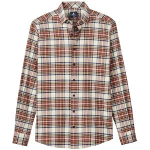 JOHNNIE-O Knick Long-Sleeve Flannel Shirt in Pumpkin