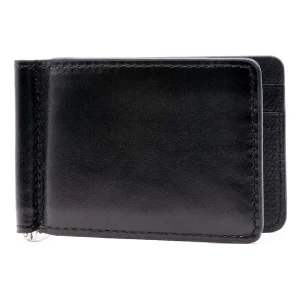 MARTIN DINGMAN Edward Saddle Leather Credit Card Moneyclip in Black