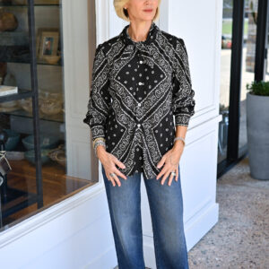 HUNTER BELL Frances Blouse in Aces Wild Black