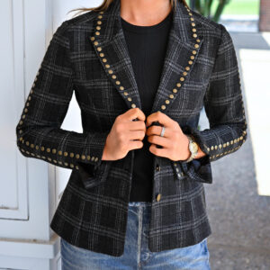 CENTRAL PARK WEST Jay Studded Jacket in Plaid