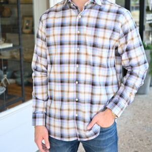 JOHNNIE-O Rilling Long Sleeve Shirt in Light Gray