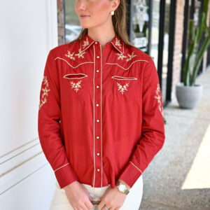 MAISON HOTEL Sierra Western Rodeo Blouse in Red River