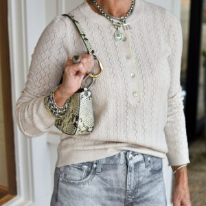 DESIGN HISTORY Long Sleeve Henley Sweater in Hummus