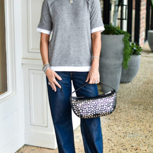 DESIGN HISTORY Combo Short Sleeve Top in Grey