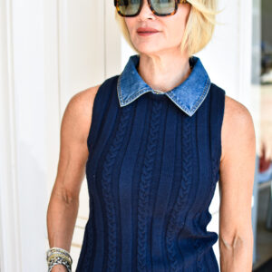 CENTRAL PARK WEST Dash Denim Collared Shell in Navy