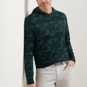 PETER MILLAR Reversible Camo Popover Hoodie in Deep Verdant