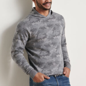 PETER MILLAR Reversible Camo Popover Hoodie in Gale Grey
