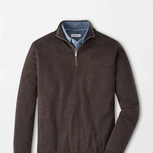 PETER MILLAR Autumn Crest Suede Trim Quarter Zip in French Press