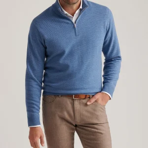PETER MILLAR Keene Quarter-Zip Sweater in Lunar Blue