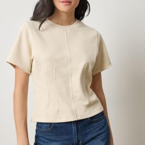 LILLA P Darted Elbow Sleeve Top in Muslin