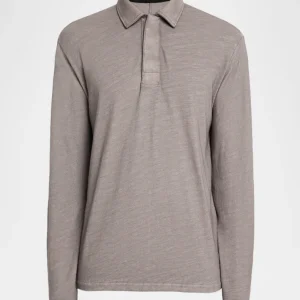 rag&bone Washed Flame Classic Long-Sleeve Rugby Polo in SHDGR