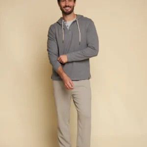 FUNDAMENTAL COAST Northend Henley Hoodie in Smoke