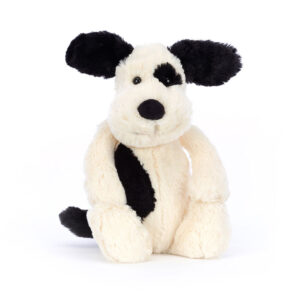 JELLY CAT Bashful Black & Cream Puppy Medium