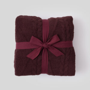 BAREFOOT DREAMS CC Fisherman Cable Throw 54x72 in Deep Aubergine