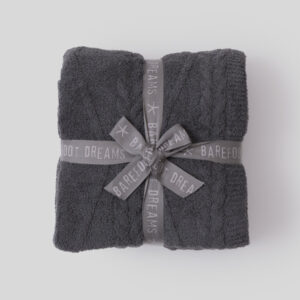 BAREFOOT DREAMS CozyChic Fisherman Cable Throw 54x72 in Dark Moss