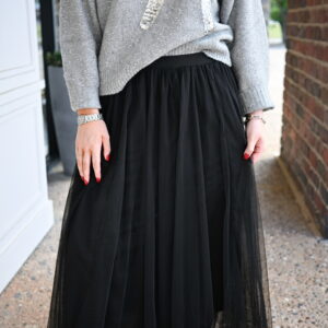 ELAN Chiffon Midi Skirt in Black