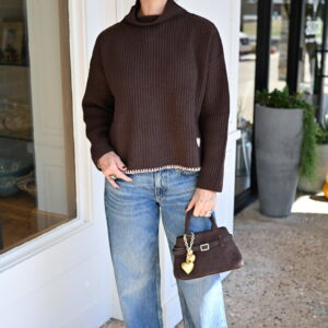 KERRI ROSENTHAL Marlow Cashmere Sweater in Cocoa