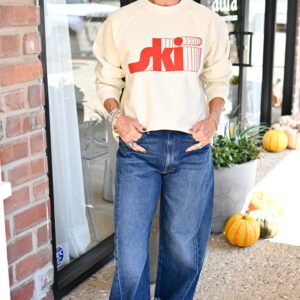 SUNNY SOMEWHERE Ski Raglan Crew in Off White