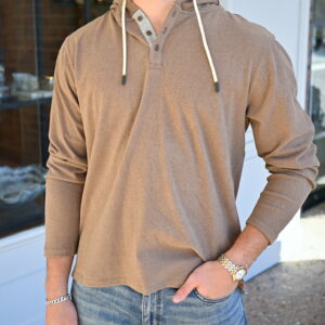 FUNDAMENTAL COAST Northend Henley Hoodie in Cocoa