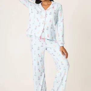 PJ SALVAGE Doggone Cold Print Pointelle PJ Set in Blue Haze