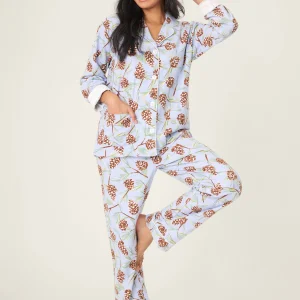 PJ SALVAGE Feelin' Pine 3-Piece Winter Print Flannel PJ Set  in Blue Whisper