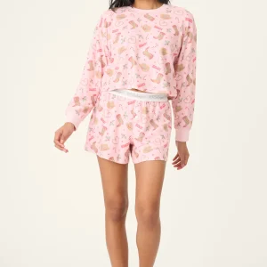 PJ SALVAGE Boyfriend Boxer Western Holiday Print Shorts Set in Pink