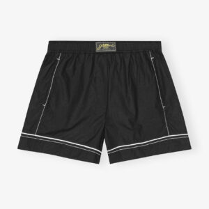 GANNI Cotton Poplin Elasticated Shorts in Black