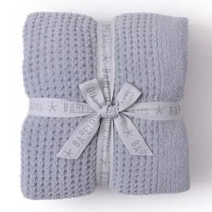 BAREFOOT DREAMS CozyChic Waffle Throw in Moonwater 54x72