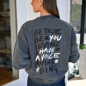 ANINE BING Miles Empowerment Sweatshirt in Washed Black