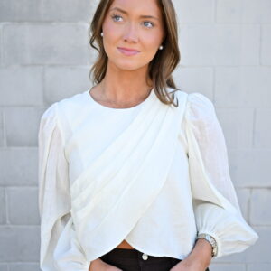 SEA Solene Solid Long Sleeve Top in Cream