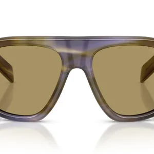 PRADA Shield Sunglasses in Striped Lagoon with Olive Green Lenses