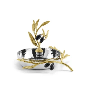 MICHAEL ARAM Olive Branch Wine Coaster & Stopper Set