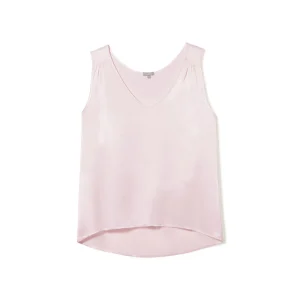 PJ HARLOW V-Neck Satin Tank in Blush