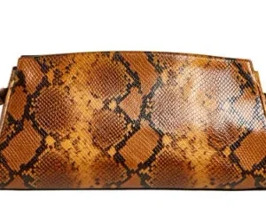 STAUD Maude Large Clutch in Brown Snake