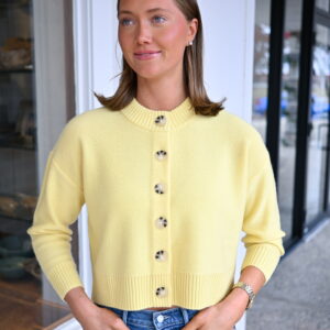 ARCHER CASHMERE Nina Crewneck Cardigan in Butter