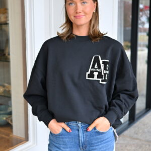 ANINE BING Miles Oversized Sweatshirt Letterman in Black